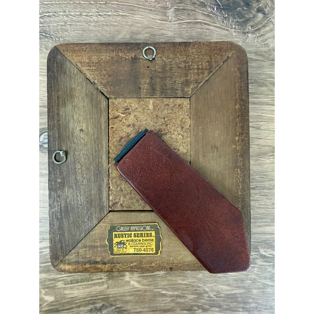 VTG 1978 Gallery‎ Impressions Wallace Berrie Leather Wood Photo Frame 7